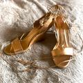 Lilly Pulitzer Shoes | Lilly Pulitzer Aria Cork Wedge Heel Gold Leather Pump Sandal Lace Up Dress Shoes | Color: Gold | Size: 9