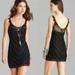 Free People Dresses | Free People Black Foiled Again Lace Scoop Neck Bodycon Cocktail Dress Size S | Color: Black/Silver | Size: S