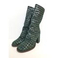 Free People Shoes | Free People Date Night Elle Block Heel Boots In Pine Diamonds Size 36.5 | Color: Green | Size: 36.5