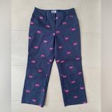 Lilly Pulitzer Pants & Jumpsuits | Lilly Pulitzer Denim And Pink Embroidered Crab Cropped Pants Size 2 | Color: Blue/Pink | Size: 2