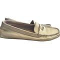 Coach Shoes | Coach Shoes Womens Sz 6.5 B Nicola Loafers Gold Leather Slip On Flats Casual | Color: Gold | Size: 6.5