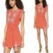 Free People Dresses | Free People Embroidered Running Wild Wrap Dress Mini Medium Orange | Color: Gray/Orange | Size: M