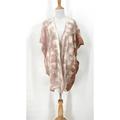 Anthropologie Sweaters | Anthropologie Wool Felt Silk Kimono Sweater Wrap Womens One Size Pink Cream Rust | Color: Cream/Pink | Size: M