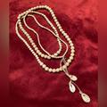 American Eagle Outfitters Jewelry | Extra Long Natural Wooden Bead Necklace W/ Cowrie Shell Tassel American Eagle | Color: Cream | Size: Os