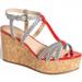 Kate Spade Shoes | Kate Spade Tropez Striped Patent Leather Cork Wedges Sandal Sz: 8.5m | Color: Blue/Red | Size: 8.5