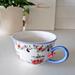 Anthropologie Dining | Anthropologie Cadiz Floral Mug With Blue Handle Flower Pottery Ceramic Botanical | Color: Blue/Red | Size: Os