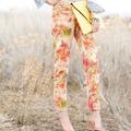 Anthropologie Pants & Jumpsuits | Cartonnier Romantic Floral Pin Up Style Trousers Stretch Ankle Cropped Chino’s | Color: Orange/Yellow | Size: 2