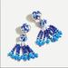 J. Crew Jewelry | J. Crew Blue Beaded Tassel Earrings Gold Blue Nwt | Color: Blue/White | Size: Os