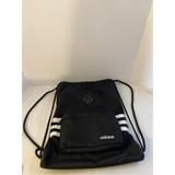 Adidas Bags | Adidas Cinch Sack Bag Tote Sak Zipper Pockets Black White19x14" Trefoil Rn#09288 | Color: Black | Size: Os