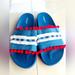 American Eagle Outfitters Shoes | American Eagle Outfitters Blue Denim Boho Red Puff Slip-On Sandals-Size 8 | Color: Blue/Red | Size: 9