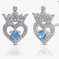 Disney Accessories | Disney Silver And Cubic Zirconia Light Saphire Earrings - New | Color: Blue/Silver | Size: Osg