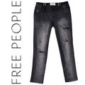 Free People Jeans | Free People Low-Rise Distressed Women's Jeans Size 0 Black Button Fly Short | Color: Black/Gray | Size: 0