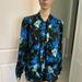 J. Crew Tops | J Crew Long Sleeve Bow Blouse Floral Blue Green Black Womens Size S | Color: Black/Blue | Size: S