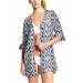 Athleta Swim | Athleta Printed Kaftan Shirt Dress Tunic Navy Blue White Ikat Medium Cover Up | Color: Blue/White | Size: M