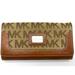 Michael Kors Bags | Michael Kors, Jet Set Collection Wallet, Khaki,Brown Jacquard,Brown Leather Trim | Color: Brown/Tan | Size: 8”X 4”