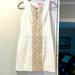 Lilly Pulitzer Dresses | Lilly Pulitzer Mila Shift Dress White With Gold Embellished | Color: Gold/White | Size: 00