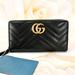Gucci Bags | Gucci Marmont Continental Quilted Clutch Wallet Large Black Leather Zip Around | Color: Black | Size: Large