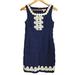 Lilly Pulitzer Dresses | Lilly Pulitzer Women Gold Trim Embellishment Dress Textured Sleeveless Blue Sz 2 | Color: Blue | Size: 2