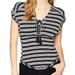 Free People Tops | Free People Sail Out Tee Lace-Up Corset Striped V-Neck Distressed Top Blouse S | Color: Black/White | Size: S