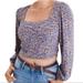 American Eagle Outfitters Tops | American Eagle Outfitters Square Neck Peasant Floral Crop Top | Color: Purple/Yellow | Size: Xs