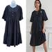 Anthropologie Dresses | Anthropologie Size S Navy Blue Fern Tiered Cotton Midi Dress. | Color: Black/Blue | Size: S