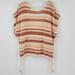 Anthropologie Sweaters | By Anthropologie Sweater Poncho Stripe Tassel Boho Beach One Size | Color: Cream | Size: One Size