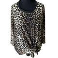 Zara Tops | Cool Leopard Print Zara Drop Waist Tie Hem Boxy Top Size L | Color: Black/Brown | Size: L
