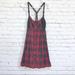 Free People Dresses | Free People Dress Red Plaid Vintage Lace Button Front Wool Detail Size 6 | Color: Red | Size: 6