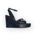 Coach Shoes | Coach Kerilyn Logo Embossed Turnlock Platform Wedge Sandals Black Leather 8m | Color: Black/Silver | Size: 8