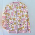Kate Spade Jackets & Coats | Kate Spade Girls' Satin Floral Lined Bomber Jacket 14y | Color: Gold/Pink | Size: 14g