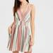 American Eagle Outfitters Dresses | American Eagle Pastel Colorful Striped A-Line Smocked Halter Dress With Pockets | Color: Cream/Green | Size: M