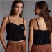 Anthropologie Tops | Anthropologie Ruched Cropped Tank Tops Smocked Ruffles Black Size L Nwt | Color: Black | Size: L
