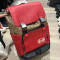 Coach Bags | Coach Track Colorblock Khaki Canvas Red Leather Logo Stamp Backpack Bag | Color: Red | Size: Os