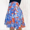 J. Crew Skirts | J. Crewwomen's Sz. 2 Orange Blue Floral 100% Cotton Mini Skirt Yoke Waist Boho | Color: Blue/Orange | Size: 2