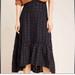 Anthropologie Skirts | Maeve Anthropologie Black Long Skirt Merida Flare Maxi High Waist Prairie Size 0 | Color: Black | Size: 0
