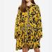 Free People Dresses | Free People Love Letter Sheer Black & Yellow Floral Dress, Balloon Sleeve | Color: Black/Yellow | Size: S