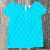 Lilly Pulitzer Tops | Lilly Pulitzer Turquoise Blue Floral Poppy Lace Top S | Color: Blue | Size: S
