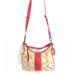 Coach Bags | Coach F21873 Khaki Signature Jacquard Pink Stripe Convertible Hobo Crossbody Bag | Color: Pink/Tan | Size: Os