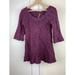 Free People Sweaters | Free People Women's Size Xs Purple Cable Knit 3/4 Bell Sleeve Tunic Sweater | Color: Purple | Size: Xs