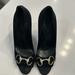 Gucci Shoes | Authentic Gucci Black, Peep Toe, Satin, High Heel Size 8 With Rhinestone Jewelry | Color: Black | Size: 8