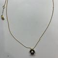 Kate Spade Jewelry | Kate Spade New 3-Petal Black Flower With Pearl Center Necklace | Color: Black/Gold | Size: 15-1/2" Chain; 1/2" Pendant