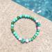 Anthropologie Jewelry | Beaded Skull Bracelet - Blue Green & Pink | Color: Blue/Green | Size: Os