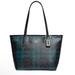 Coach Bags | Euc Coach Zip Top Tote In Signature Canvas W/ Field Plaid Print | Color: Black/Green | Size: Os