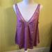 Free People Tops | Free People Pretty Amethyst Lace Deep V Cami Size L | Color: Pink/Purple | Size: L