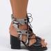 Free People Shoes | Free People Snake Print Heeled Lennon Sandal Size 41 | Color: Black | Size: 41eu