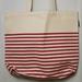 J. Crew Bags | J. Crew Stripe Every Day Cotton Canvas Large Tote Bag | Color: Red/Tan | Size: Os