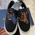 Polo By Ralph Lauren Shoes | Black Polo Canvas Shoes , Size 9 . Nwt | Color: Black/White | Size: 9