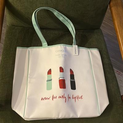 Kate Spade Bags | Clinique X Kate Spade "Never To Early For Lipstick" Gwp Bag | Color: Green/White | Size: Os