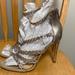 Jessica Simpson Shoes | Euc 9 Jessica Simpson Silver Strappy Rhinestones Stilletto 4.5” Heels Formal | Color: Silver | Size: 9