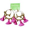 Lilly Pulitzer Jewelry | Lilly Pulitzer Gold Tone Magenta Tassel Beaded Hoop Dangle Earrings | Color: Gold/Pink | Size: Os